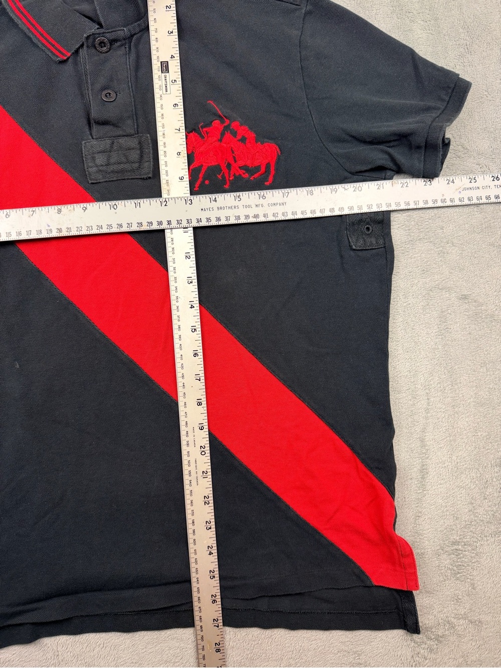 Ralph Lauren Black Polo with Red Diagonal Stripe - Picture 2 of 4